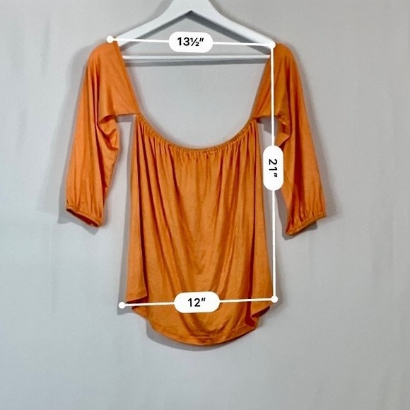 Amerikan Basics Women’s Off The Shoulder Loose Tee Orange NWT - Picture 6 of 6